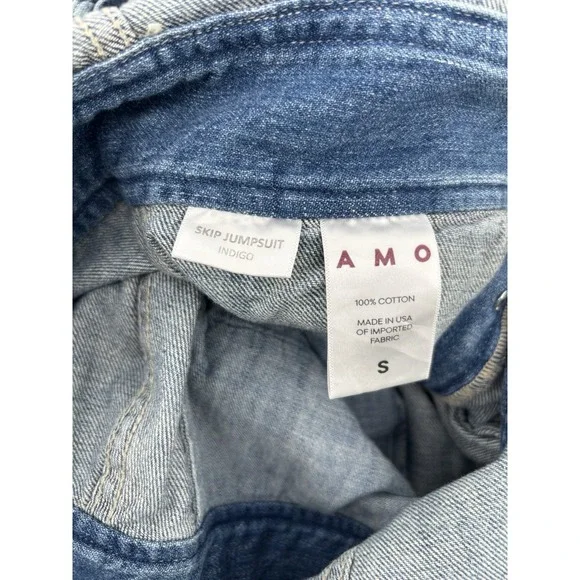 NWOT AMO Skip Denim Jumpsuit Sz S Color Indigo MSRP $398 Cottagecore Momcore - Picture 10 of 16